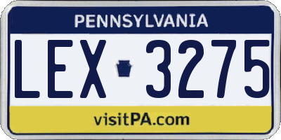 PA license plate LEX3275