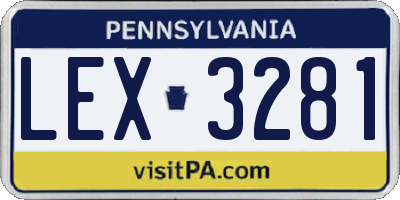 PA license plate LEX3281