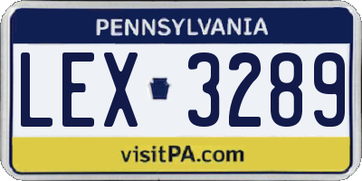 PA license plate LEX3289