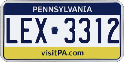 PA license plate LEX3312