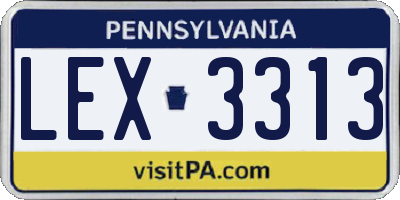 PA license plate LEX3313
