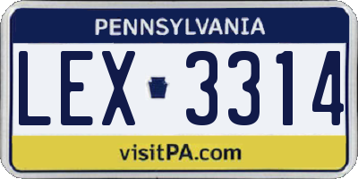 PA license plate LEX3314