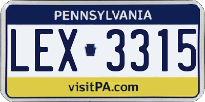 PA license plate LEX3315