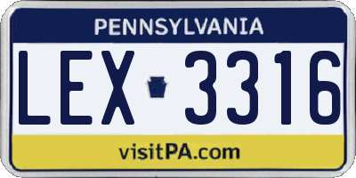 PA license plate LEX3316
