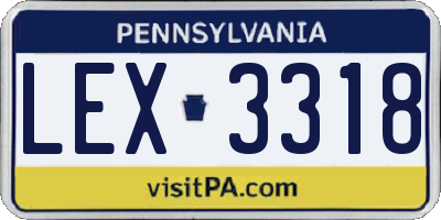 PA license plate LEX3318