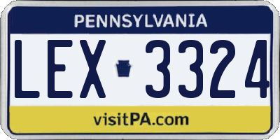PA license plate LEX3324