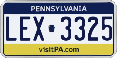 PA license plate LEX3325