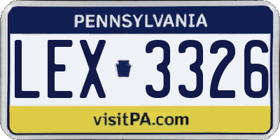 PA license plate LEX3326