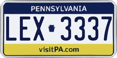 PA license plate LEX3337