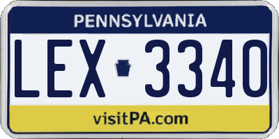 PA license plate LEX3340