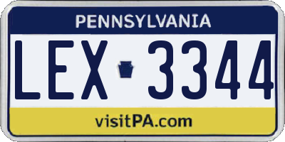 PA license plate LEX3344