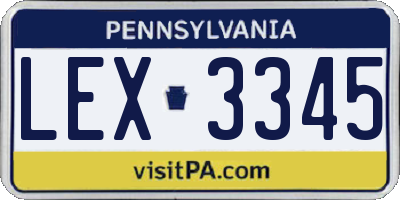 PA license plate LEX3345