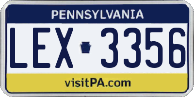PA license plate LEX3356