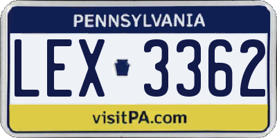 PA license plate LEX3362