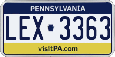 PA license plate LEX3363