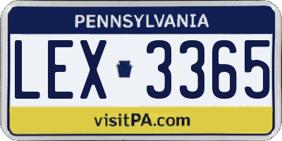 PA license plate LEX3365