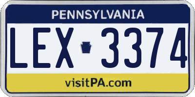 PA license plate LEX3374