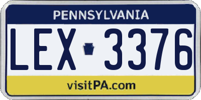 PA license plate LEX3376