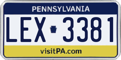 PA license plate LEX3381
