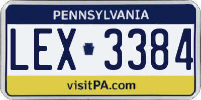 PA license plate LEX3384
