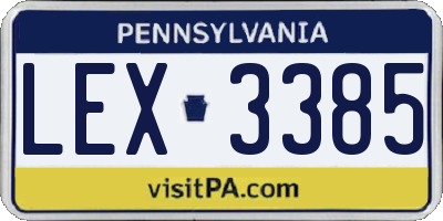 PA license plate LEX3385