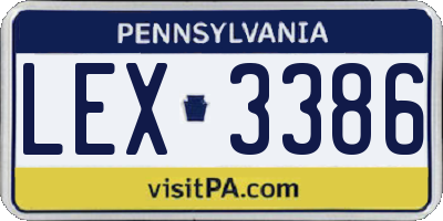 PA license plate LEX3386