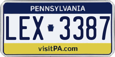 PA license plate LEX3387