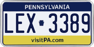 PA license plate LEX3389