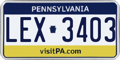 PA license plate LEX3403