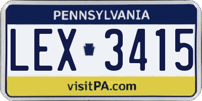 PA license plate LEX3415