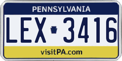 PA license plate LEX3416