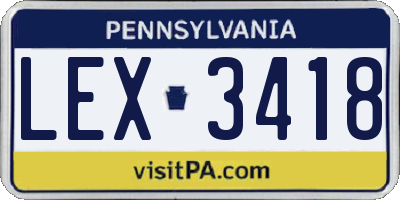 PA license plate LEX3418