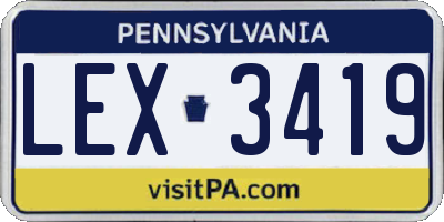 PA license plate LEX3419