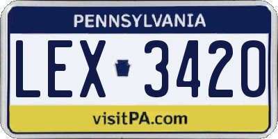 PA license plate LEX3420