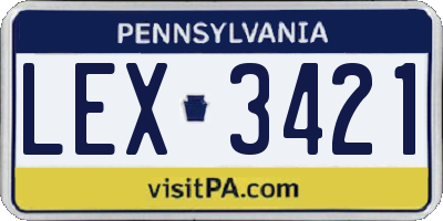 PA license plate LEX3421