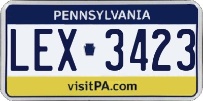 PA license plate LEX3423