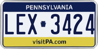 PA license plate LEX3424