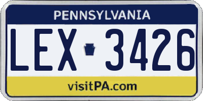 PA license plate LEX3426