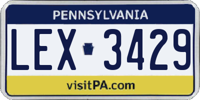 PA license plate LEX3429