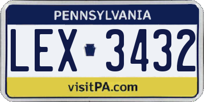 PA license plate LEX3432
