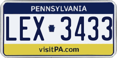 PA license plate LEX3433