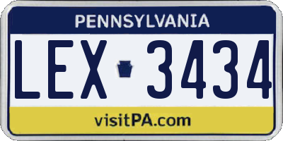 PA license plate LEX3434