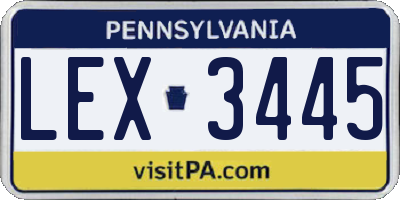 PA license plate LEX3445