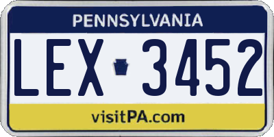 PA license plate LEX3452