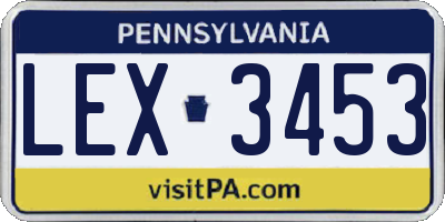 PA license plate LEX3453