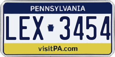 PA license plate LEX3454