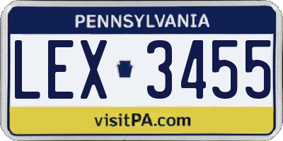 PA license plate LEX3455