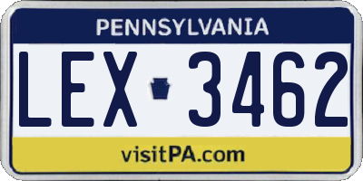 PA license plate LEX3462