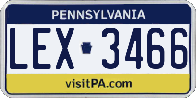 PA license plate LEX3466