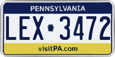 PA license plate LEX3472